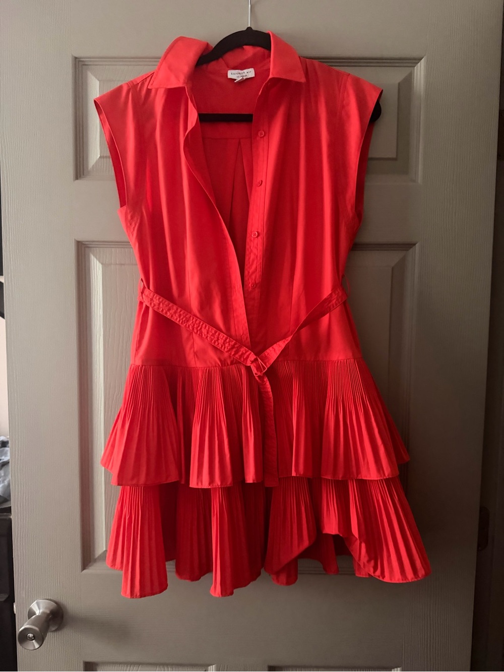 Sleeveless Pleated Tiered Dress - Red by Current Air